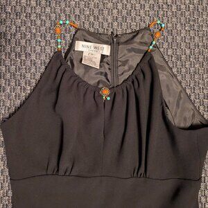 Sleeveless, Black Beaded Nine West Dress (US 6) - Pre-Owned, Vintage